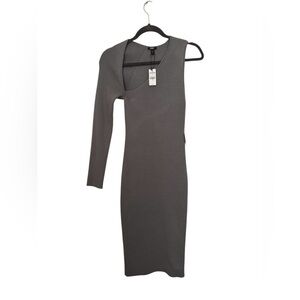 Express Gray One-Shoulder Dress